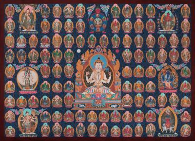 108 Chengrezig Forms Thangka | Original Hand Painted Buddhist Art